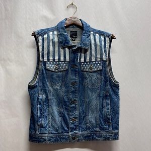 Flag Themed Jean Vest Brand New Never Worn Medium Men